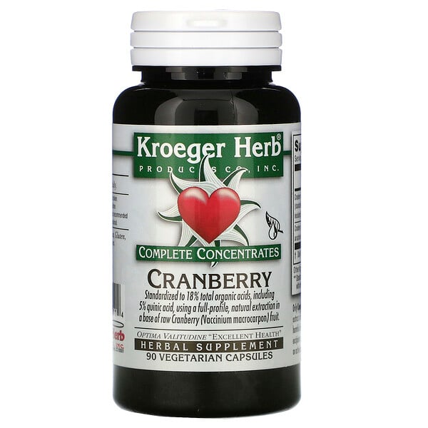 Kroeger Herb Co, 完全濃縮物，蔓越莓，90 粒素食膠囊