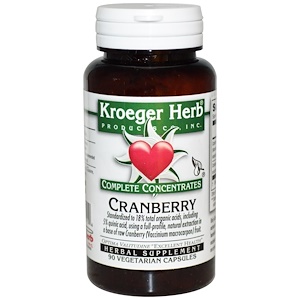Купить Kroeger Herb Co, Совершенные концентраты, клюква, 90 вегетарианских капсул  на IHerb