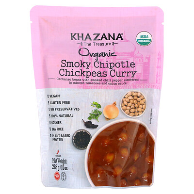 

Khazana, Organic Smoky Chipotle Chickpeas Curry, Medium, 10 oz (285 g)