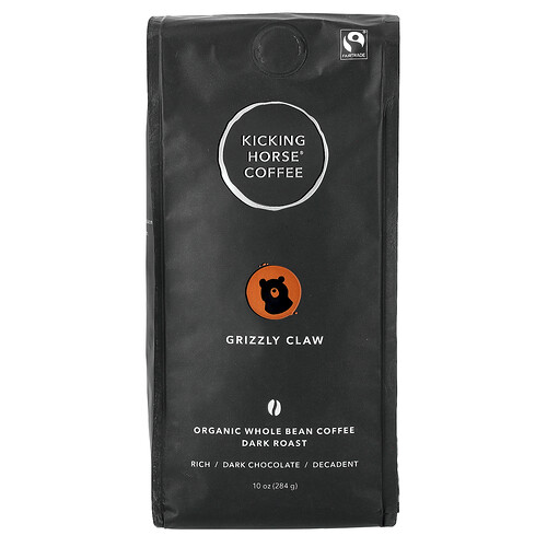 Kicking Horse, Organic Coffee, Grizzly Claw, Whole Bean, Dark Roast, 10 oz (284 g)