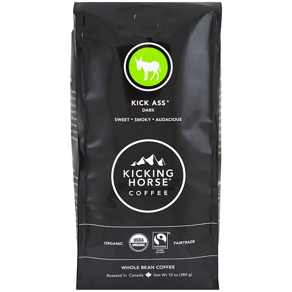 Kicking Horse, Kick Ass، داكنة، حبات قهوة كاملة، 10 أوقية (284 ج)