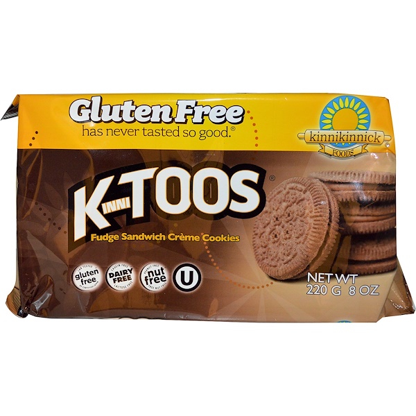 Kinnikinnick Foods, KinniToos, Fudge Sandwich Cream Cookies, 8 oz (220 g) (Discontinued Item) 