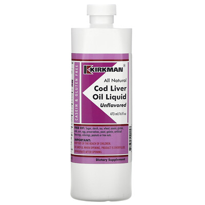 Kirkman Labs Cod Liver Oil Liquid Unflavored 16 fl oz (473 ml)