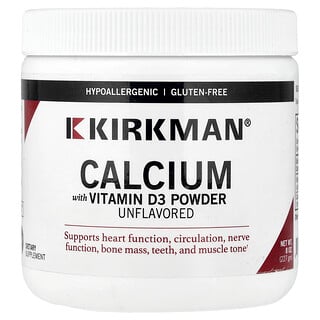 Kirkman Labs, кальций с витамином D3, в порошке, без добавок, 227 г (8 унций)