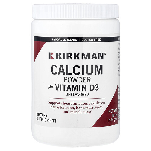 Kirkman Labs, Calcium Powder plus Vitamin D3, Unflavored, 16 oz (454 g)