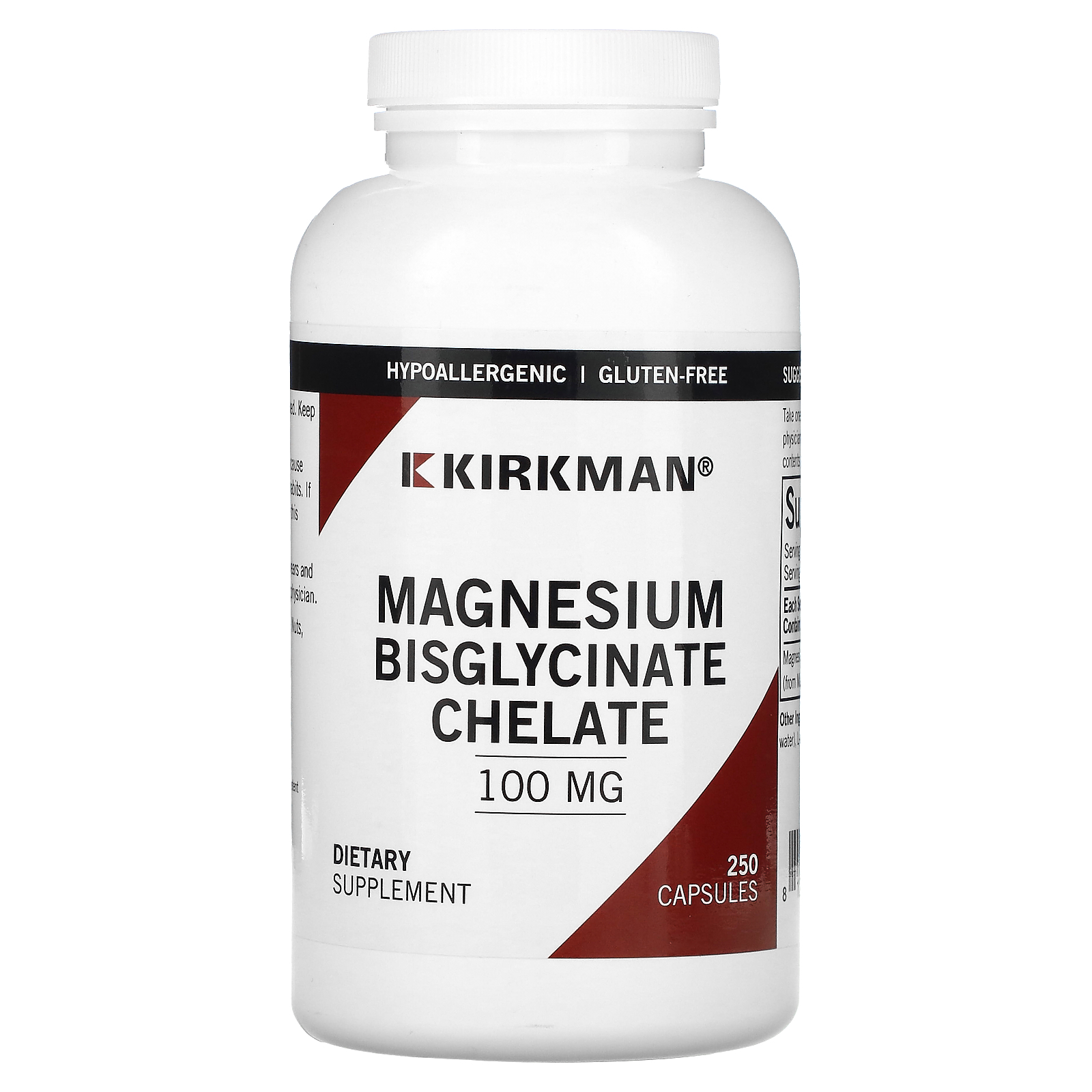 Kirkman Labs, Magnesium Bisglycinate Chelate, 100 mg, 250 Capsules