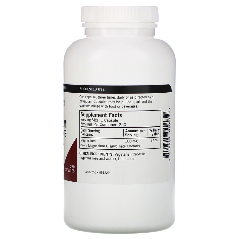 Kirkman Labs, Magnesium Bisglycinate Chelate, 250 Capsules iHerb
