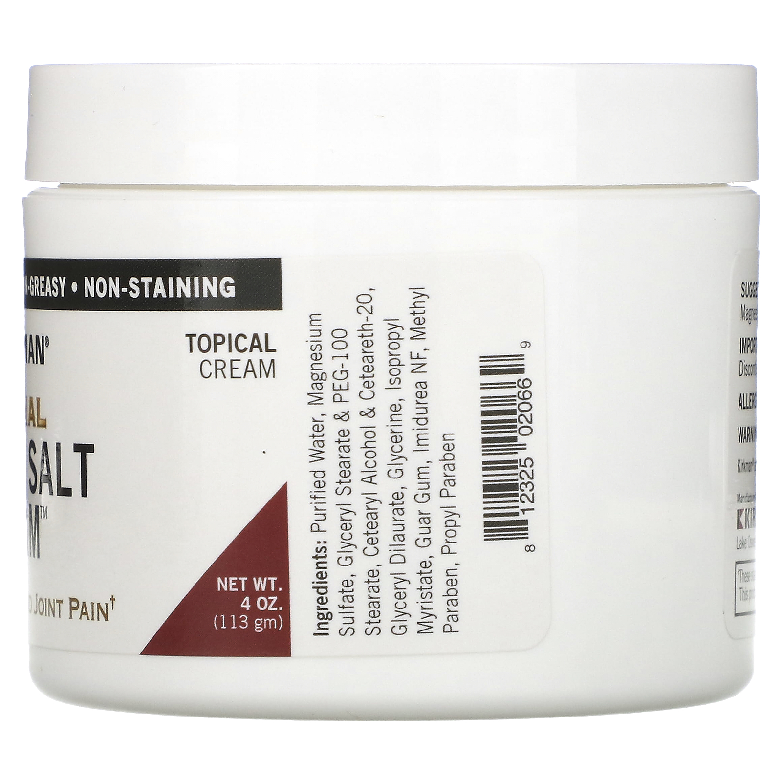 Kirkman Labs, Epsom Salt Cream, Original , 4 oz (113 gm)