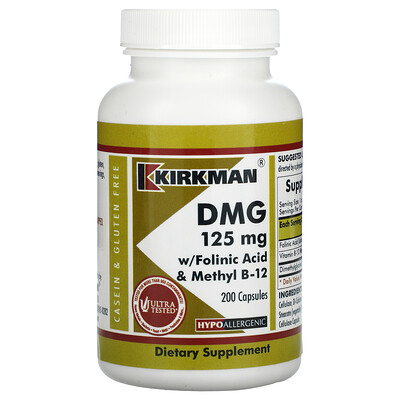 

Kirkman Labs DMG with Folinic Acid & Methyl B-12, 125 mg, 200 Capsules