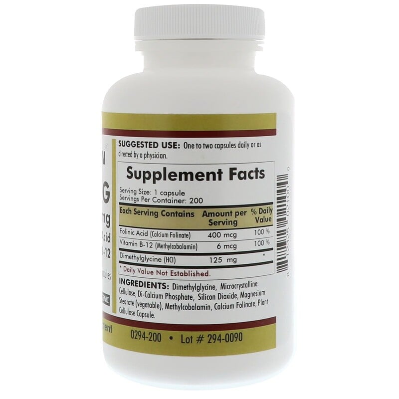 Kirkman Labs, DMG With Folinic Acid & Methyl B-12, 125 Mg, 200 Capsules ...