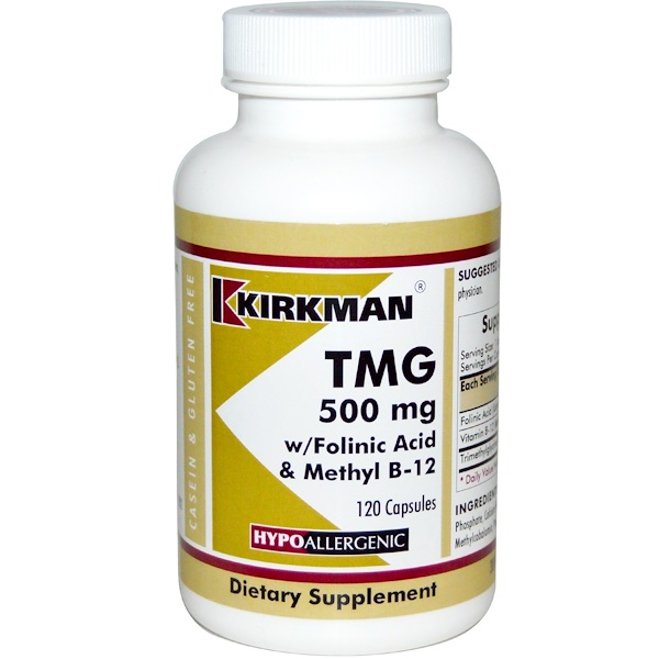 Kirkman Labs, TMG, With Folinic Acid & Methyl B-12 , 500 Mg, 120 ...