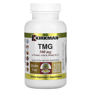 Киркман Лэбс, TMG with Folinic Acid & Methyl B-12, 500 mg, 120 Vegetarian Capsules отзывы покупателей