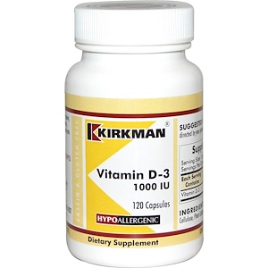 Kirkman Labs, Витамин D-3, 1000 МЕ, 120 капсул