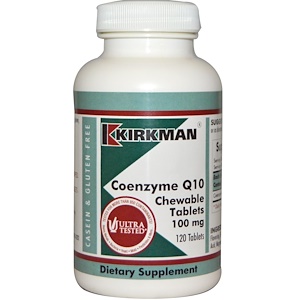 Kirkman Labs, Коэнзим Q10, 100 мг, 120 жевательных таблеток