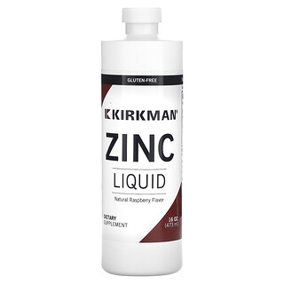 Kirkman Labs, Zinc líquido, Frambuesa natural, 20 mg, 473 ml (16 oz)