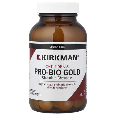 Kirkman Labs, Pro-Bio Gold, Comprimidos masticables para niños, Chocolate, 90 comprimidos