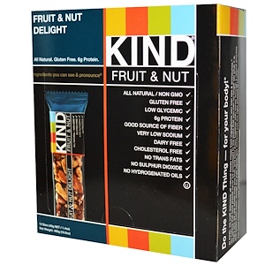 KIND Bars, Фруктовые батончики KIND с орехами, фруктово-ореховое наслаждение, 12 батончиков по 1,4 унции (40 г) каждый