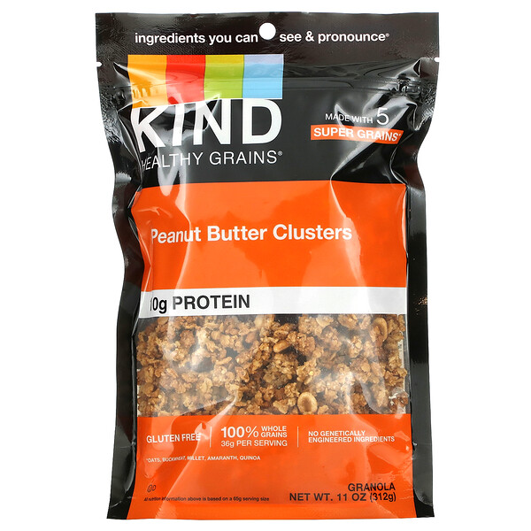 KIND Bars, ヘルシーグレイン, ピーナッツバターホールグレインクラスターズ, 11オンス (312 g)