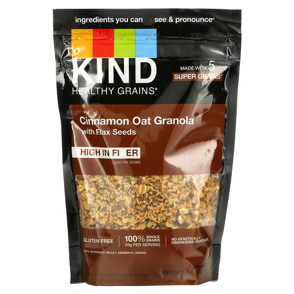 Healthy Grains, Cinnamon Oat Granola with Flax Seeds, 11 oz (312 g)