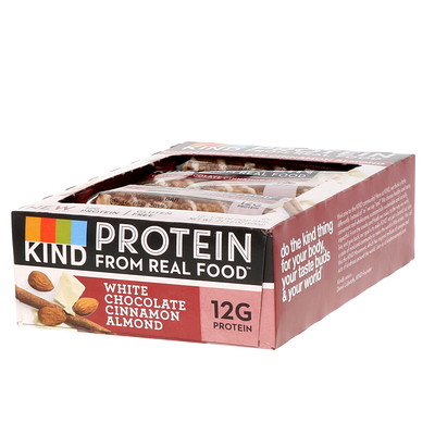 KIND Bars Протеиновые батончики, белый шоколад с корицей и миндалем, 12 батончиков 1,76 унц. (50 г) каждый