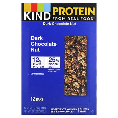 

KIND Bars Протеиновые батончики, Двойной темный шоколад и орех, 12 баточников, 1,76 унц. (50 г) каждый