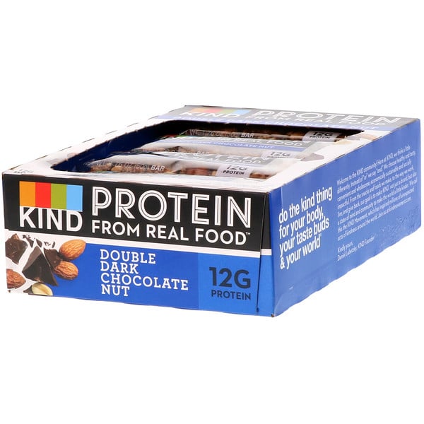 KIND Bars, Barras de proteína, Doble chocolate amargo y nueces, 12 Barras, 1.76 oz (50 g) c/u