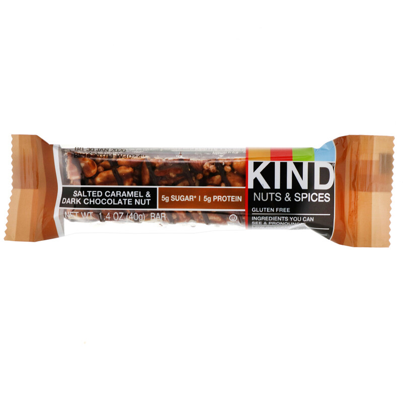 KIND Bars, Nuts & Spices, Salted Caramel & Dark Chocolate Nut, 12 Bars