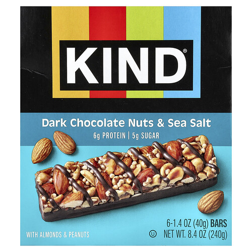Kind Bars Protein Bars, Dark Chocolate Nuts & Sea Salt, 6 Bars, 1.4 oz (40 g) Each