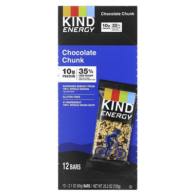 

KIND Bars, Energy, Chocolate Chunk, 12 Bars, 2.1 oz (60 g) Each