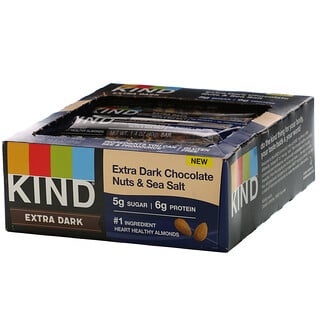 KIND Bars, Extra Dark Chocolate, Nuts & Sea Salt, 12 Bars, 1.4 oz (40 g) Each