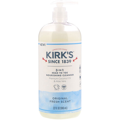 Купить Kirk's Питательный шампунь и гель для душа «3 в 1», аромат Original Fresh, 946 мл (32 жидк. унции)