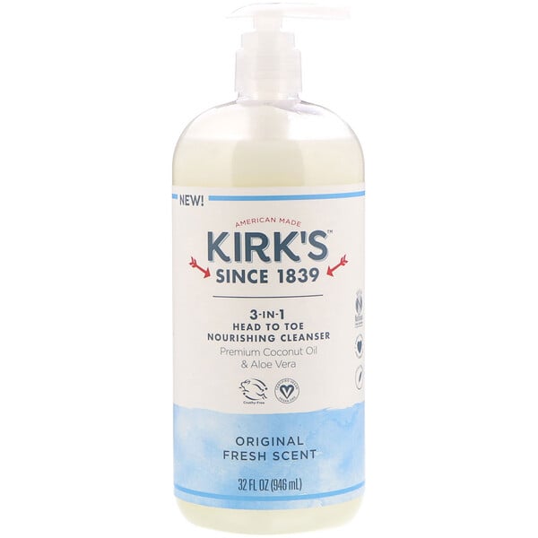 Kirk's, Limpiador nutritivo de pies a cabeza 3 en 1, aroma fresco original, 32 fl oz (946 ml)