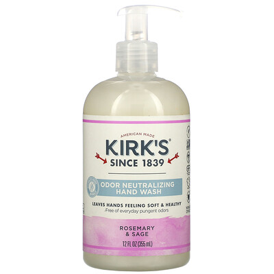 Купить Kirk's устраняющее запахи мыло для рук, розмарин и шалфей, 355 мл (12 жидк. унции)