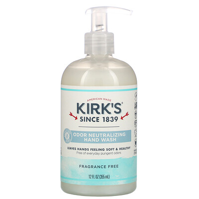 Kirk's Odor Neutralizing Hand Wash, Fragrance Free, 12 fl oz (355 ml)