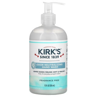 Kirk's, Odor Neutralizing Hand Wash, Fragrance Free, 12 fl oz (355 ml)