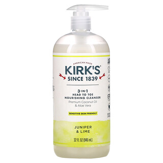 Kirk's, 3-in-1 Head to Toe Nourishing Cleanser, Juniper & Lime, 32 fl oz (946 ml)