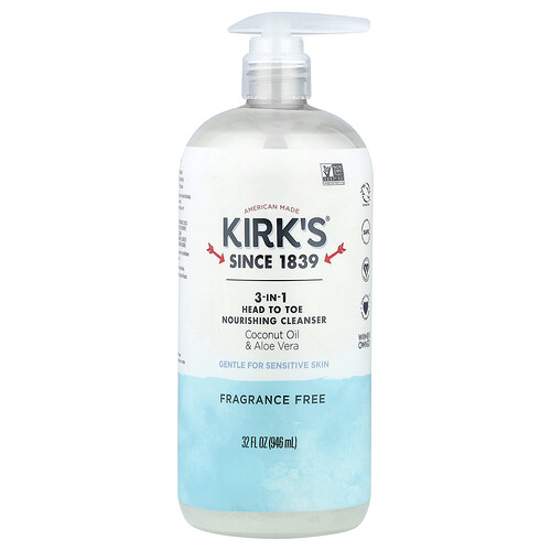 Kirk's, 3-In-1 Head to Foot Nourishing Cleanser, nährender Reiniger von Kopf bis Fuß, ohne Duftstoffe, 946 ml (32 fl. oz.)