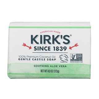 Kirk's, 100% Premium Coconut Oil, Gentle Castile Soap, Soothing Aloe Vera , 4 oz (113 g)