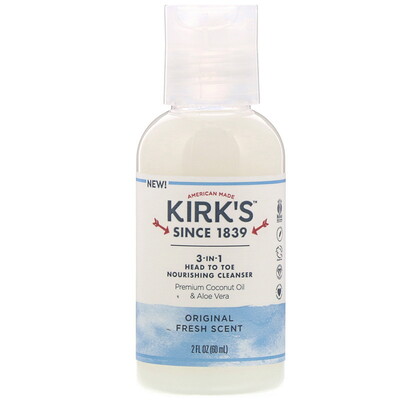 Kirk's Питательный шампунь и гель для душа «3 в 1», аромат Original Fresh, 60 мл (2 жидк. унции)
