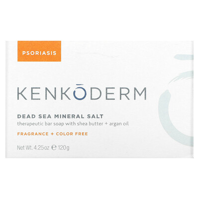 Kenkoderm Лечебное мыло с маслом ши и аргановым маслом, минеральная соль Мертвого моря, без отдушек, 120 г (4,25 унции)