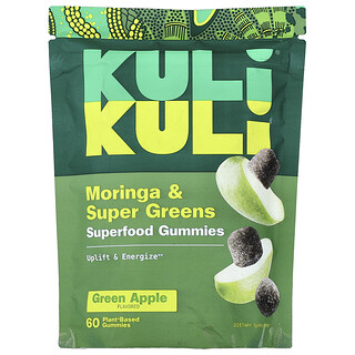 Kuli Kuli, Gomitas con superalimentos, Moringa y superverduras, Manzana verde, 60 gomitas de origen vegetal