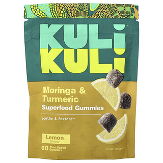 Kuli Kuli, Gomitas de superalimentos, Moringa y cúrcuma, Limón, 60 gomitas de origen vegetal