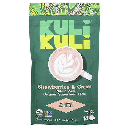 Kuli Kuli Organic Superfood Latte, Strawberries & Creme, 4.43 oz (125.5 g)