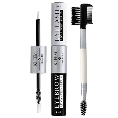 Kleem Organics, Eyelash & Eyebrow, Enhancing Serum Set, 3 Piece Set