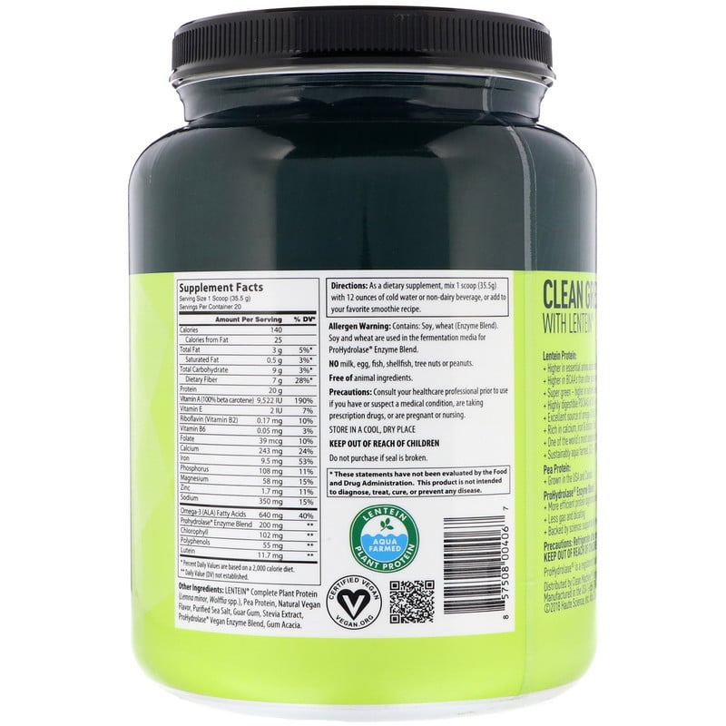 CLEAN MACHINE, Clean Green Protein with Lentein, Vanilla Chai, 1.57 lbs ...