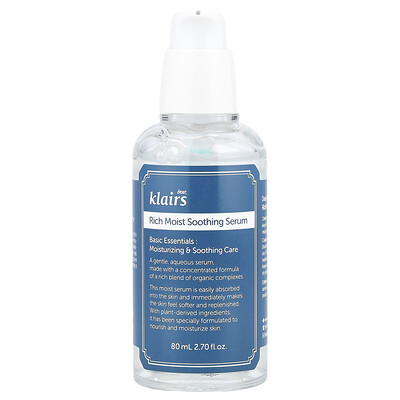 Dear, Klairs, Rich Moist Soothing Serum, Unscented, 2.7 fl oz (80 ml)