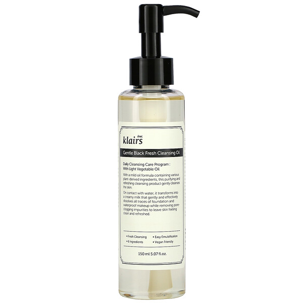 Dear, Klairs‏, Gentle Black Fresh Cleansing Oil, 5.07 fl oz (150 ml)