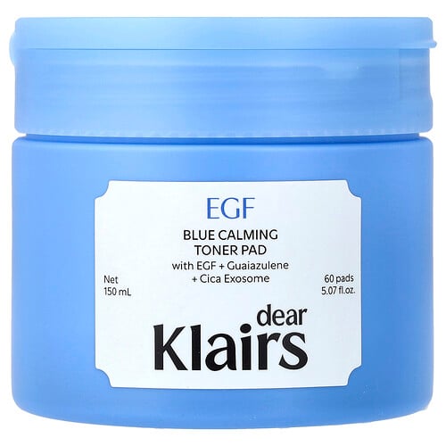Dear, Klairs, EGF Blue Calming Toner-Pads, 60 Pads