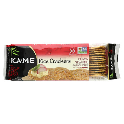 KA-ME Рисовые крекеры, черный кунжут и соевый соус, 100 г (3,5 унции)