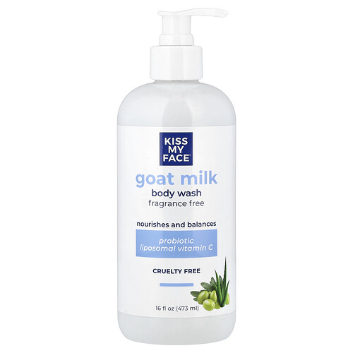 Kiss My Face Goat Milk Body Wash, Fragrance Free, 16 fl oz (473 ml)